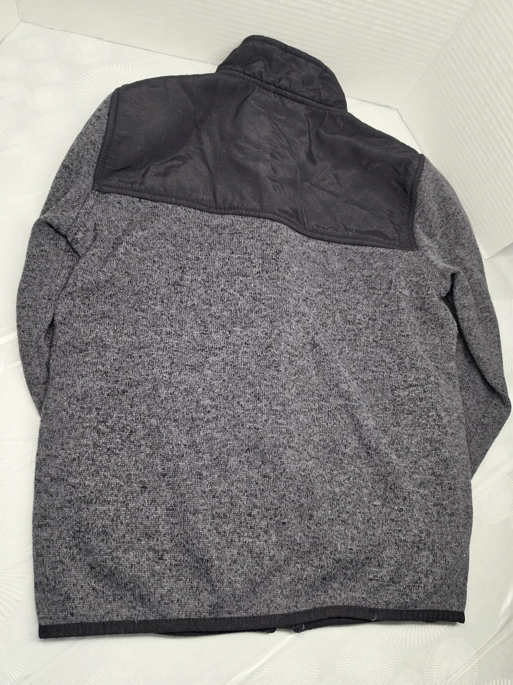 Boys Gray Zip-Up Sweater Jacket with Black Yoke
